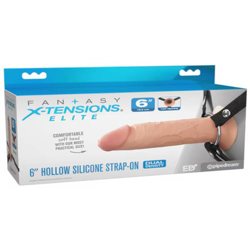 Fantasy X-tensions 6 Inch Dual Density Hollow Strap-on Dildo - Strap On Sextoys