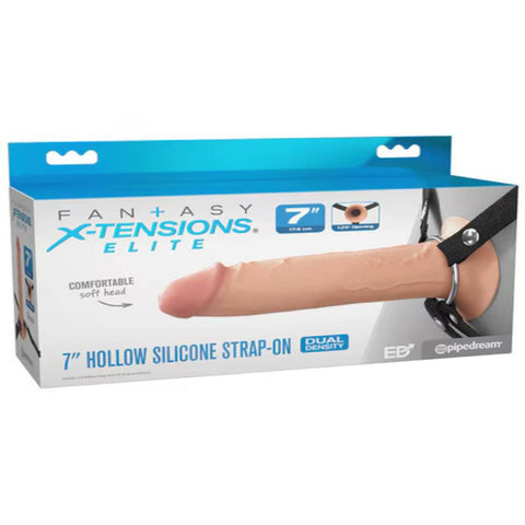 Fantasy X-tensions 7 Inch Dual Density Hollow Strap-on Dong - Strap On Sextoys