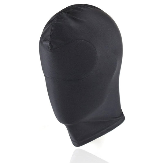 BDStyle BDSM Play Spandex Hood With Padded Blindfold Large Black - Bondage Hoods