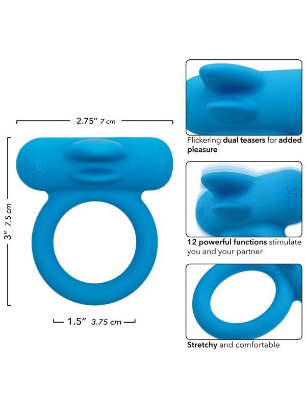 California Exotics Silicone Rechargeable Double Trouble Cock Ring - Vibrating Cock Rings