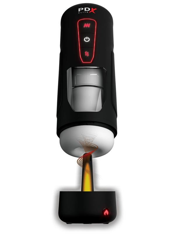 PDX Elite Milk Me Hotter Vibrating Male Masturbator Black - Masturbators and Strokers