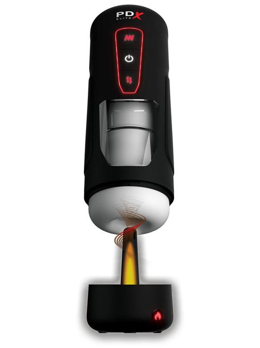 PDX Elite Milk Me Hotter Vibrating Male Masturbator Black - Masturbators and Strokers