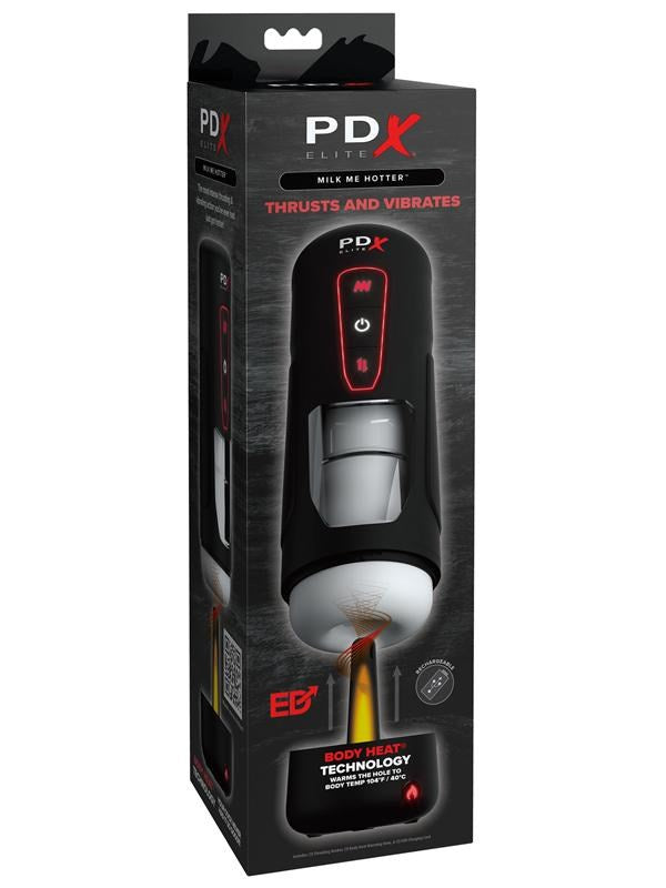 PDX Elite Milk Me Hotter Vibrating Male Masturbator Black - Masturbators and Strokers