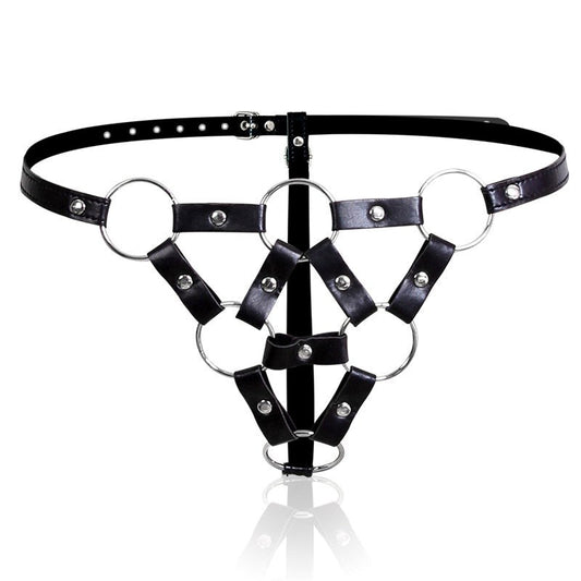 BDStyle Faux Leather BDSM Play Studded G-String - Her Fetish