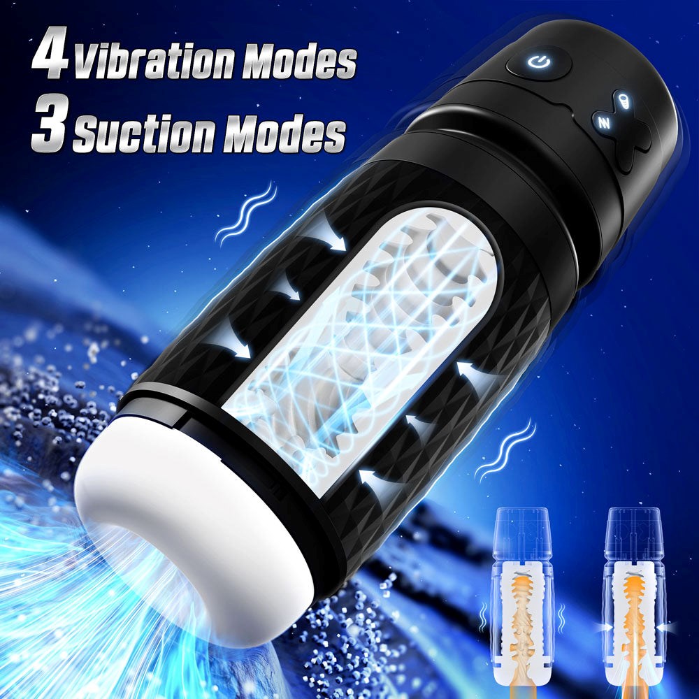 CyberSkin B-Warrior Sucking and Vibrating Mens Masturbator Black - Masturbators and Strokers
