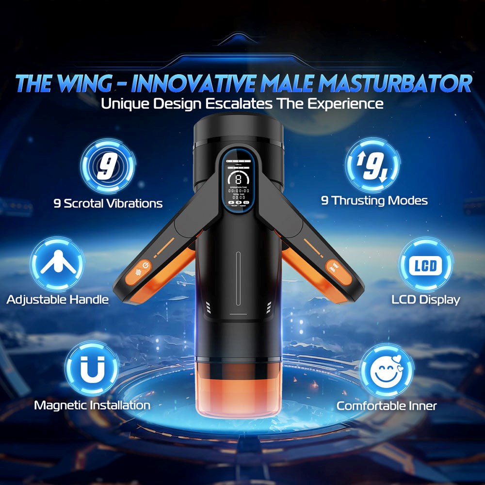 CyberSkin The Wing Thrusting Male Masturbator With Heater Black - Masturbators and Strokers