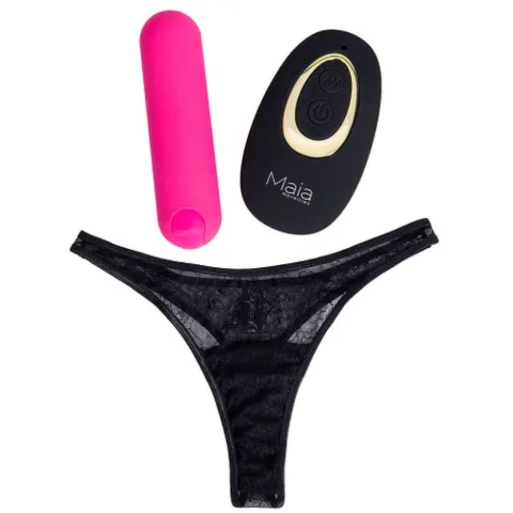 Maia DATE NIGHT Panty Vibrator With USB Rechargeable Bullet and Remote Pink - - Remote Control Vibrators
