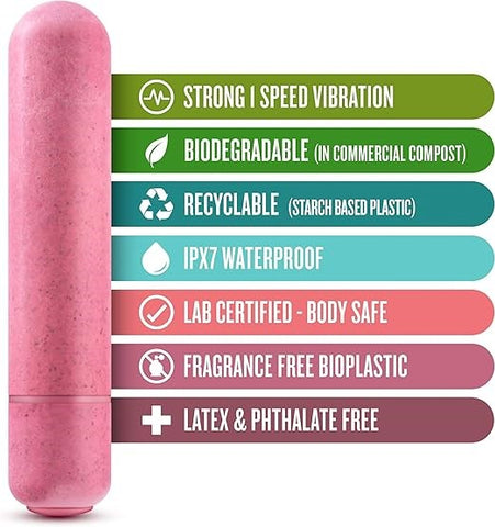 Blush Novelties Gaia Eco Multi Speed Bullet Vibrator Coral Pink - Bullet Vibrators