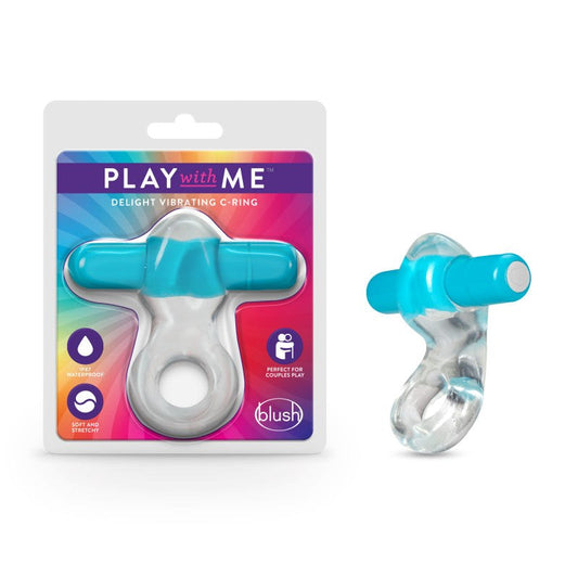 Blush Novelties Play With Me Delight Vibrating Cock Ring Clear / Blue - Vibrating Cock Rings