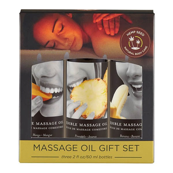 Earthly Body Edible Tropical Massage Oil Trio 59ml - Massage Oils and Lubricants