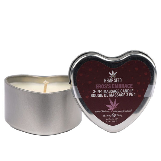 Earthly Body Hemp Seed 3 in 1 Massage Heart Candle Eros Embrace 113g - Sex Pheromones and Perfumes