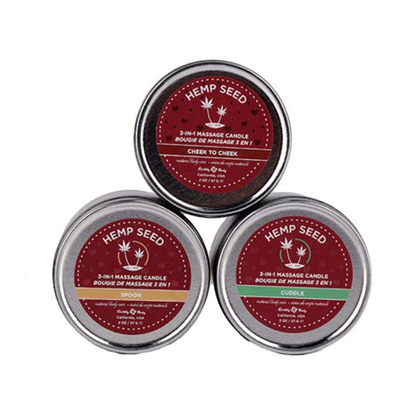 Earthly Body Hemp Seed Lovers Mini Scented Candles 3 Pack - - Sex Pheromones and Perfumes