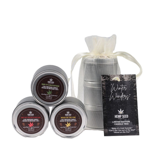 Earthly Body Hemp Seed Winter Wonders Mini Scented Massage Candle Trio 3 Pack - Sex Pheromones and Perfumes