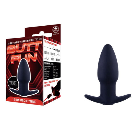 Excellent Power Butt Fun USB Rechargeable Butt Plug Black - Butt Plugs