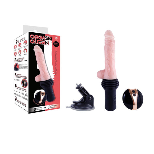Excellent Power Orgasm Queen Remote Controlled Vibrating & Thrusting Dildo Machine Flesh - Sex Machines