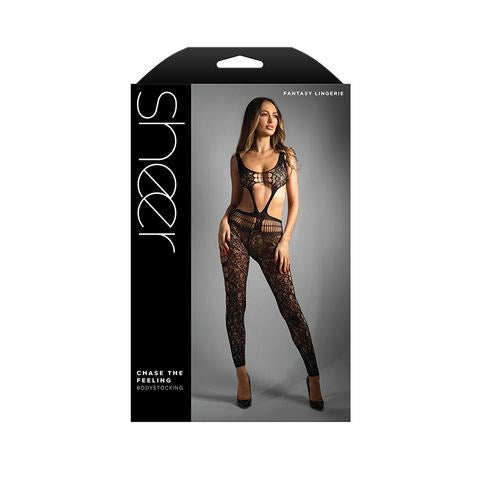Fantasy Lingerie Sheer Fantasy Chase The Feeling Body Stockings Black - - Body Stockings