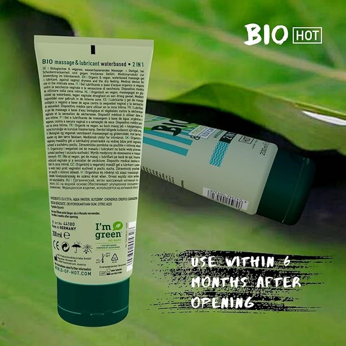 Hot Production HOT BIO 2 In 1 Water Based Massage Oil & Lubricant 200ml - Water Based Lubes