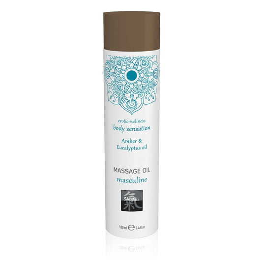 Hot Production SHIATSU Masculine Amber & Eucalyptus Scented Massage Oil 100ml - Massage Oils and Lubricants