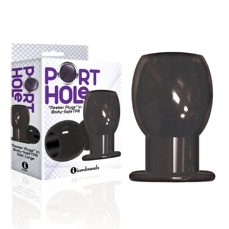 Icon Brands The 9s Port Hole Hollow Butt Plug Black - - Butt Plugs