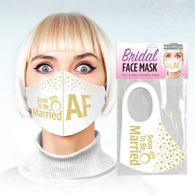 Little Genie Bridal Face Soon To Be Married AF Novelty Mask White - Masks And Blindfolds