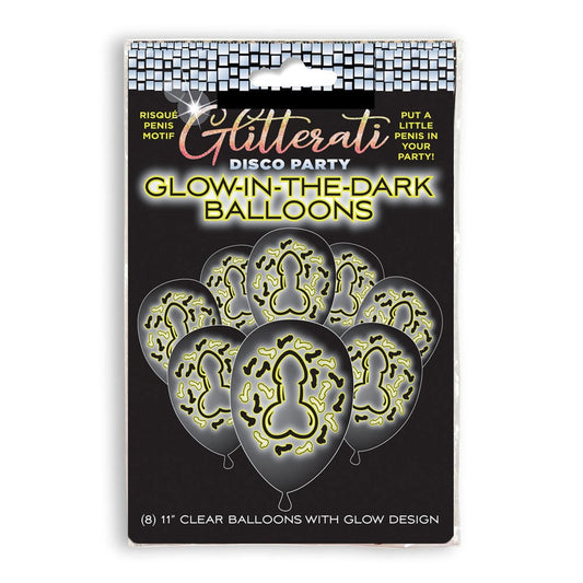 Little Genie Glitterati Disco Party Glow In The Dark Hens Party Balloons 8 Pack - Party Gifts and Novelties