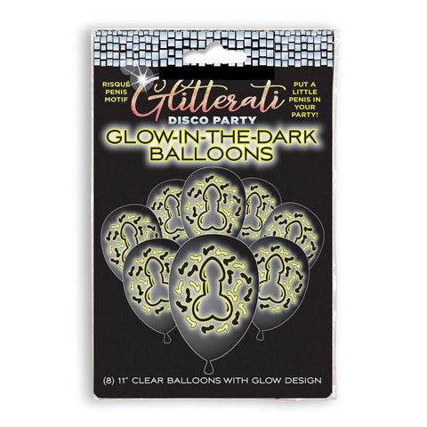 Little Genie Glitterati Disco Party Glow In The Dark Hens Party Balloons 8 Pack - Party Gifts and Novelties