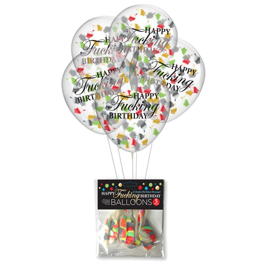 Little Genie Happy Fucking Birthday Confetti Party Balloons Set of 5 - Party Gifts and Novelties