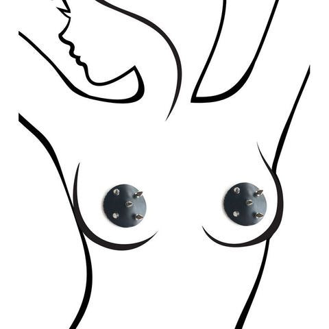 Little Genie Sexy AF Black Studded Reuseable Nipple Pasties - - Breast and Nipple Toys