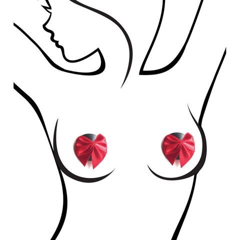 Little Genie Sexy AF Red Bows Reuseable Nipple Pasties - - Breast and Nipple Toys