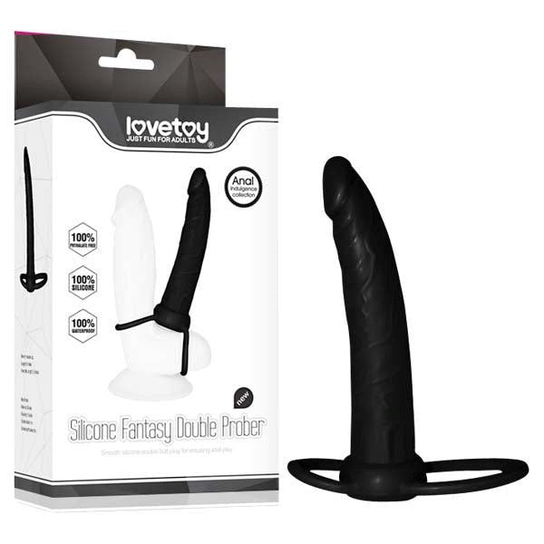 Lovetoy Anal Indulgence Collection Silicone Fantasy Double Prober Black - - Anal Dildos