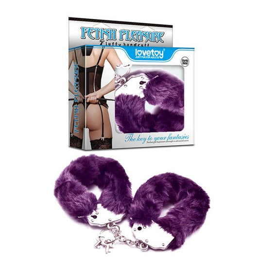 Lovetoy Fetish Pleasure Fluffy Hand Cuffs Restraints Purple - Cuffs And Restraints