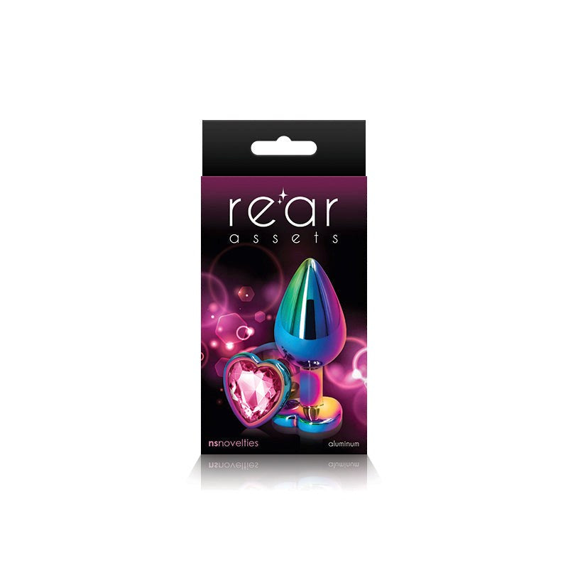 NS Novelties Rear Assets Multi Coloured Anal Plug With Heart Gem Base Medium - - Butt Plugs