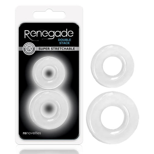 NS Novelties Renegade Double Stack Stretchy Cock Rings Set Clear - Cock Ring Sets