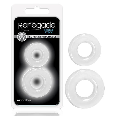 NS Novelties Renegade Double Stack Stretchy Cock Rings Set Clear - Cock Ring Sets
