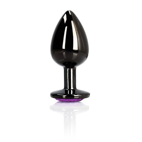 Shots Toys OUCH Heart Gem Base Gunmetal Butt Plug Medium - Butt Plugs