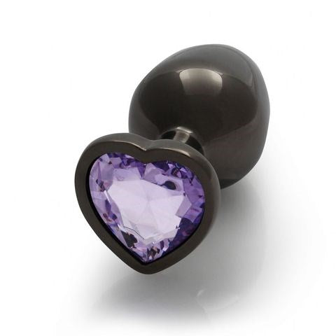 Shots Toys OUCH Heart Gem Base Gunmetal Butt Plug Medium - Butt Plugs