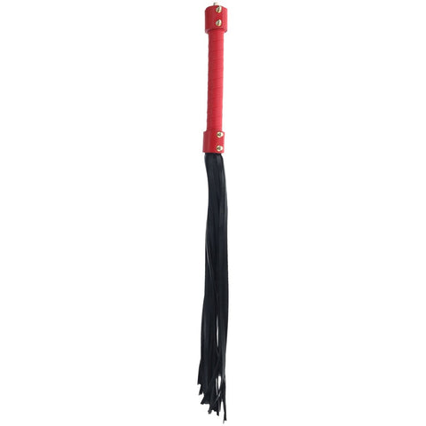 Shots Toys OUCH Milan Collection Bondage Flogger Whip Black / Red - Whips And Crops