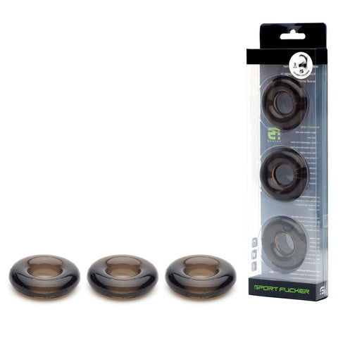 Sport Fucker Super Stretchy Rubber Cock Ring Set - Cock Ring Sets