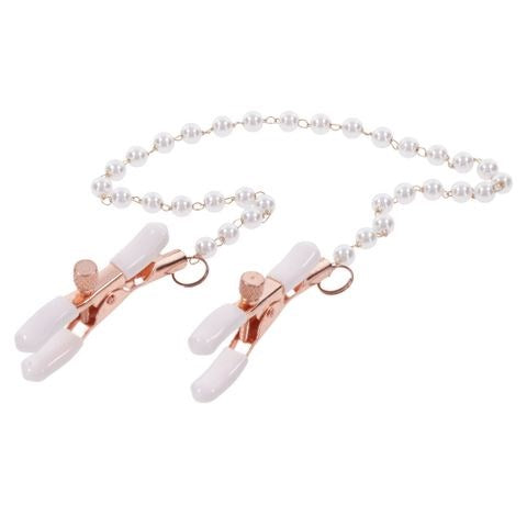 Sportsheets Sex & Mischief Peaches N CreaMe Pearl Nipple Clamps - Nipple and Clit Clamps