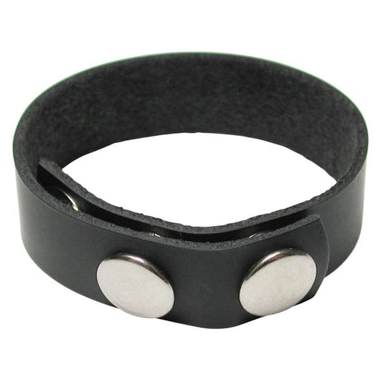 The Stockroom KinkLab 3 Snap Black Leather Adjustable Cock Ring - Cock Rings