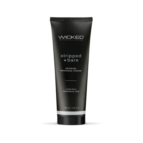 Wicked STRIPPED & BARE Sensual Unscented Massage Cream 120ml - Massage Oils and Lubricants