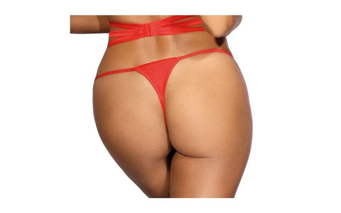 Axami Lingerie Microfiber and Lace G-String Panty with Studs Red - G-Strings, Panties and Shorts