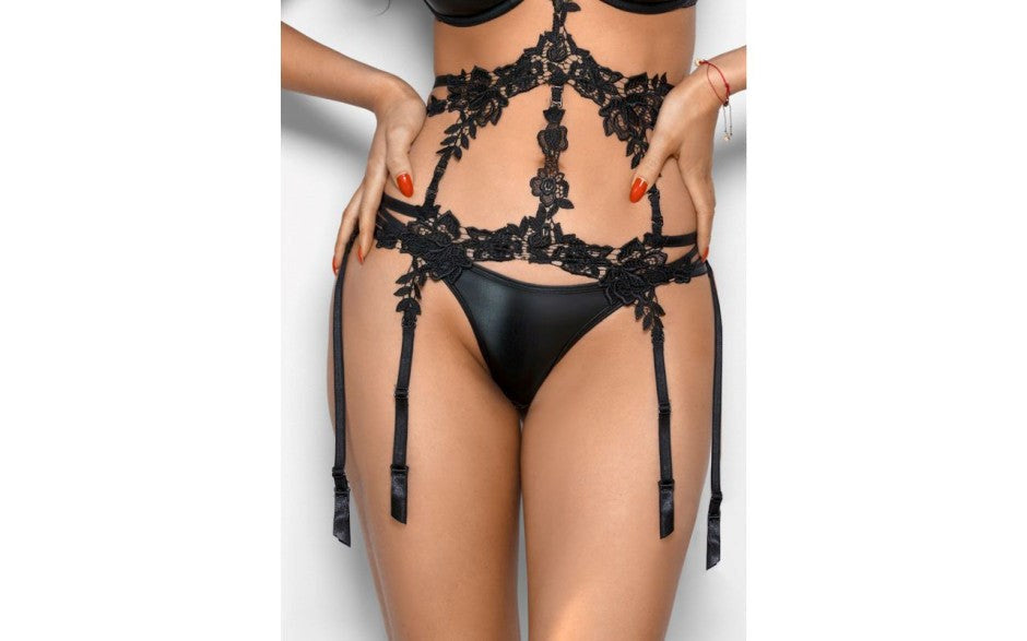 Axami Lingerie Stretch Wetlook Strappy G-String Women Panty Black - - G-Strings, Panties and Shorts