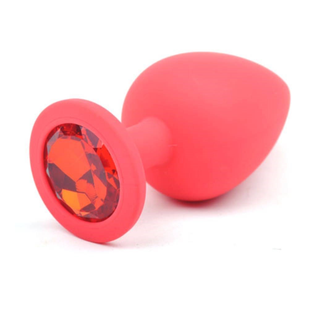 Daytona Red Silicone Anal Plug With Red Diamond - - Butt Plugs