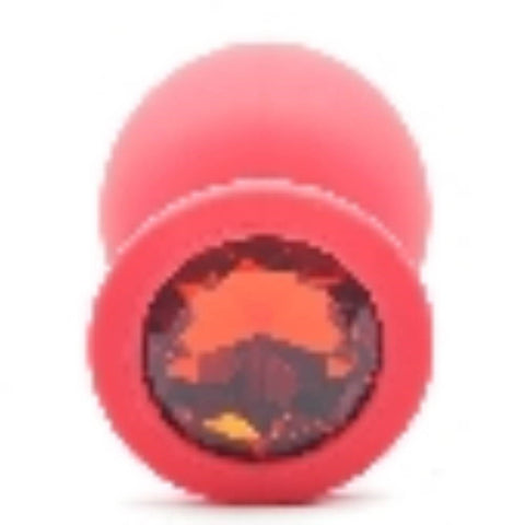 Daytona Red Silicone Anal Plug With Red Diamond - Butt Plugs