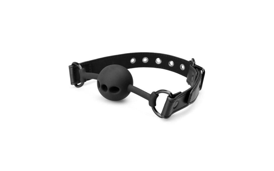 Bedroom Fantasies Breathable Silicone Ball Gag Black - Bondage Gags and Bits