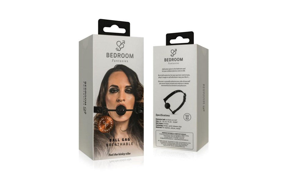 Bedroom Fantasies Breathable Silicone Ball Gag Black - Bondage Gags and Bits