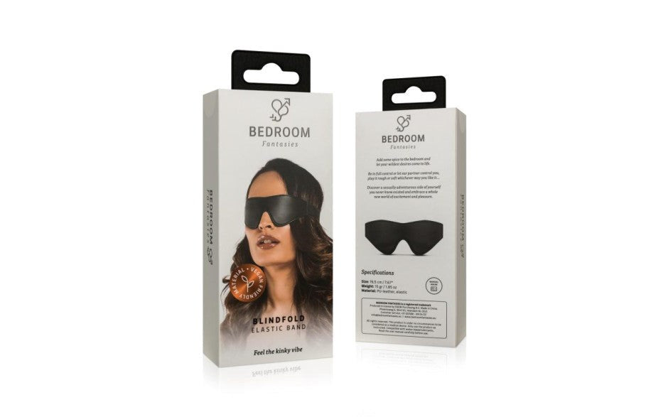 Bedroom Fantasies Faux Leather Blindfold Black - - Masks And Blindfolds