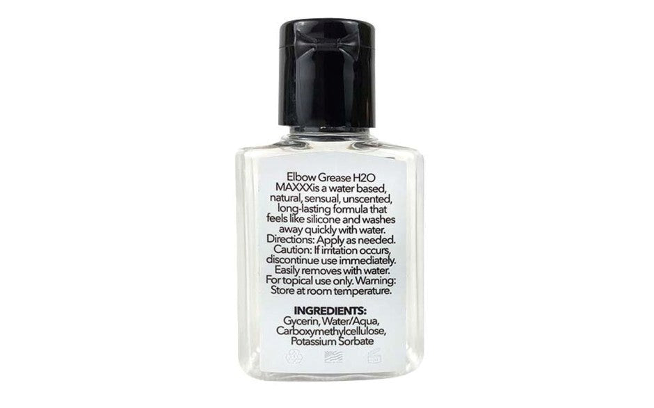 Elbow Grease H2O MAXXX Water Based Lubricant Gel Travel Size 24ml - - Water Based Lubes