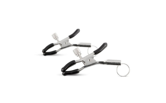 Fetish Collection Screw Metal Nipple Clamps With Attachment Ring - Nipple and Clit Clamps